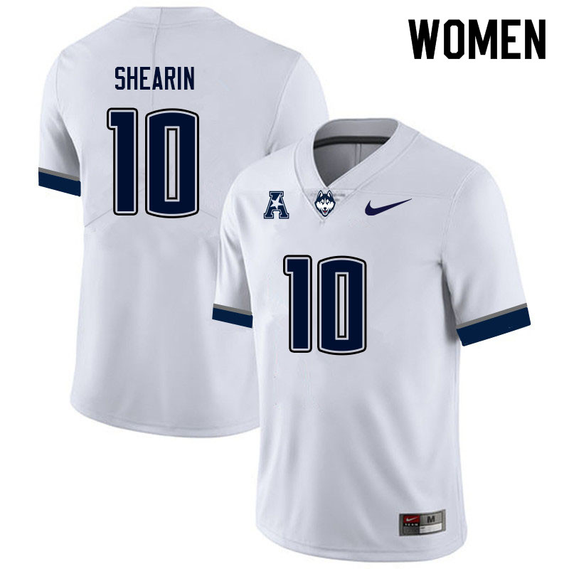 Women #10 Chris Shearin Uconn Huskies College Football Jerseys Sale-White - Click Image to Close